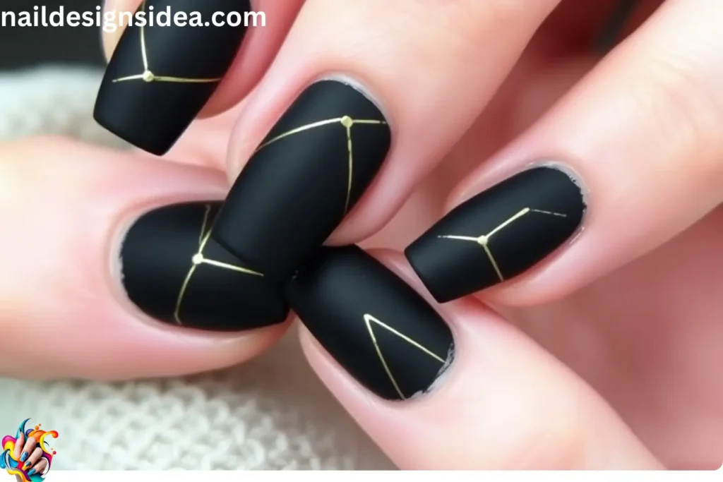 Matte Black with Gold Geometric Lines