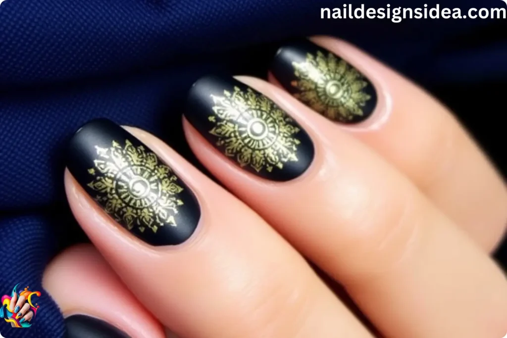 Metallic Mandala Deepavali Nail Designs 