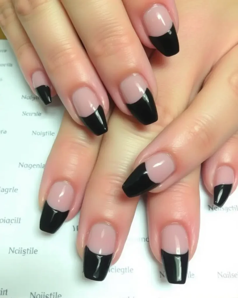 Midnight French Tips Dark Coquette Nails