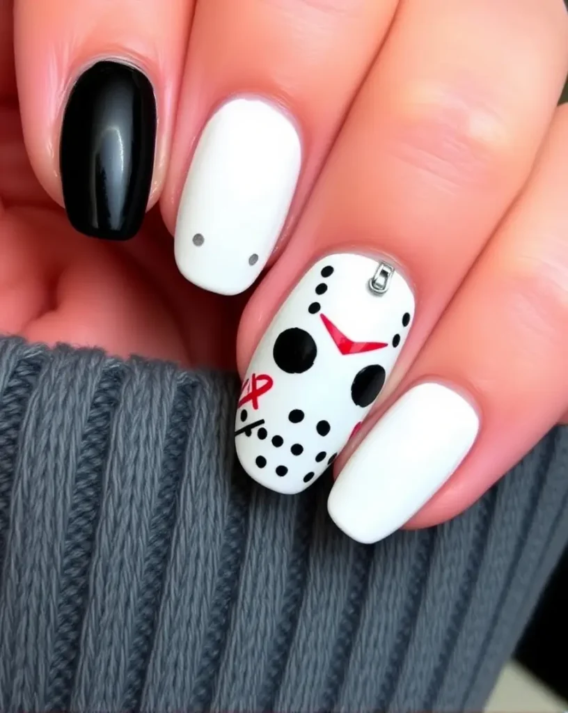 Minimalist Mask Jason Voorhees' Nail Designs