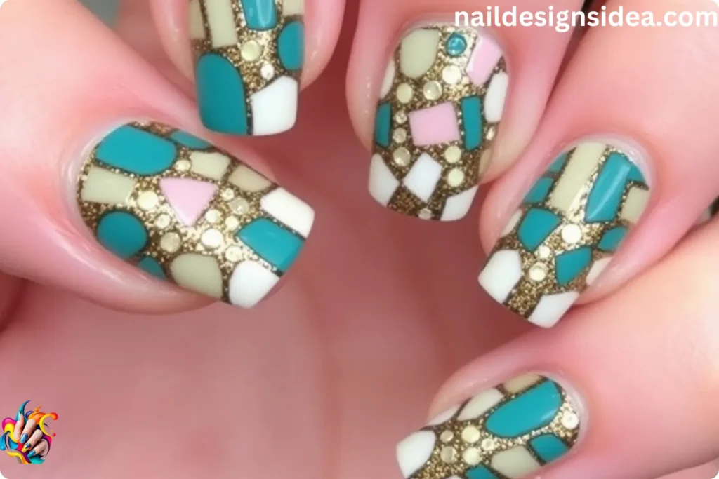 Multi-Toned Mosaic Cocktail Nails