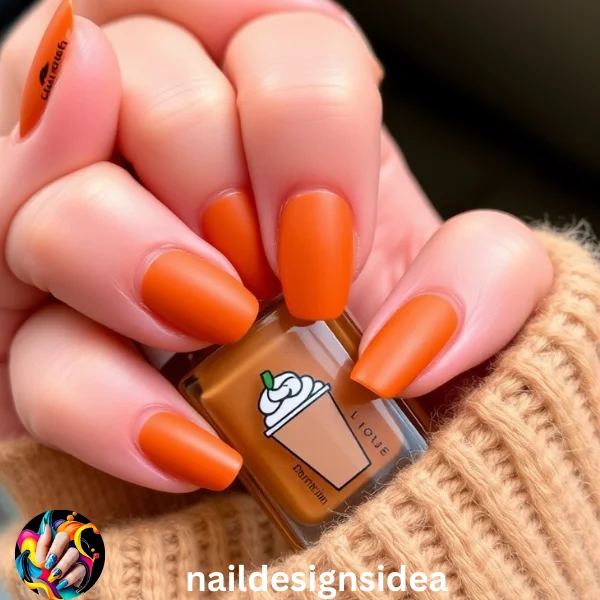 Pumpkin spice nails embody the essence of fall with warm hues of orange, brown, and cinnamon. 