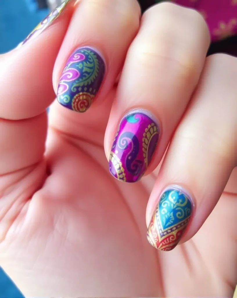 Paisley Diwali Nails