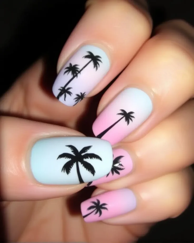 Palm Tree Paradise Hawaii Nails