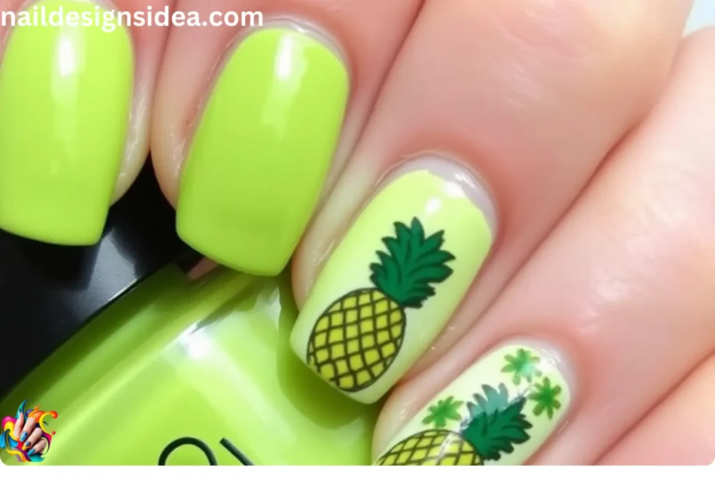 Pineapple Accent Nail Designs