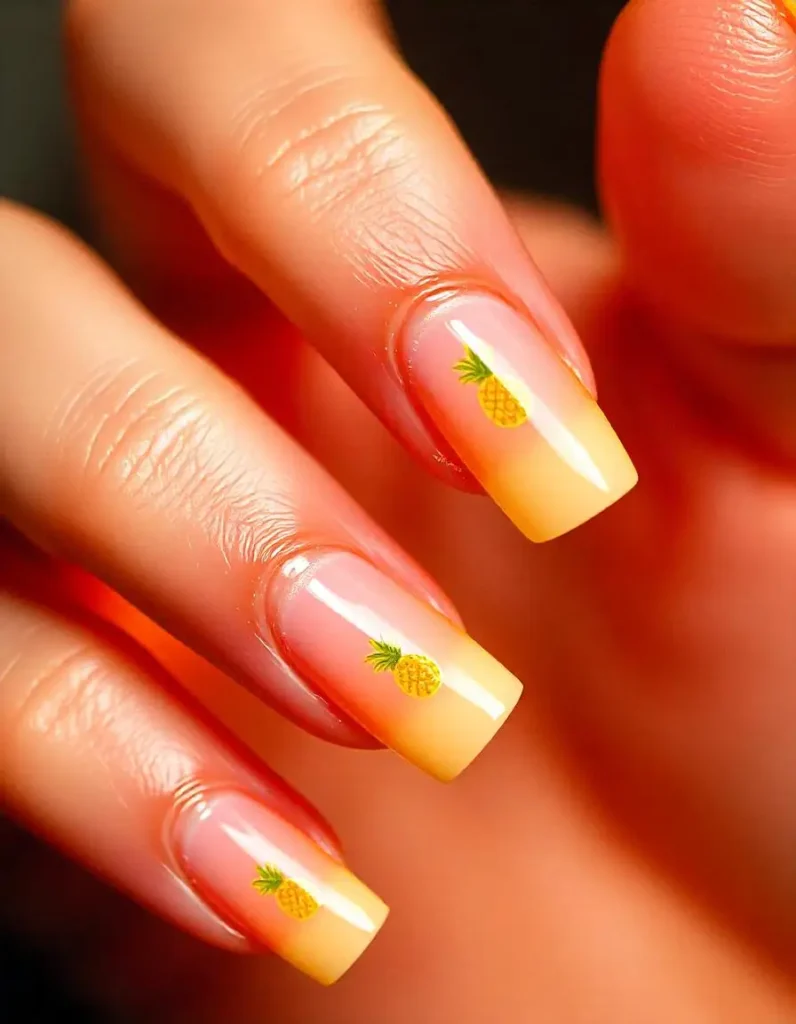 Pineapple French Tips Hawaii Nails