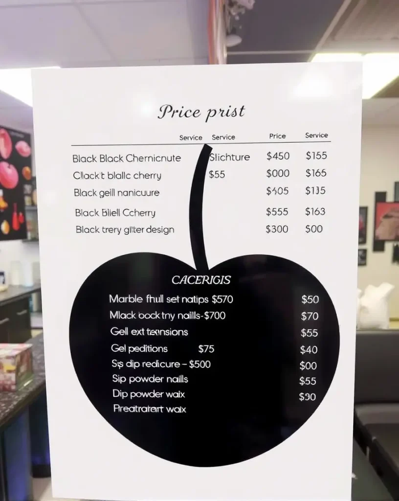 Price List of Black Cherry Nails