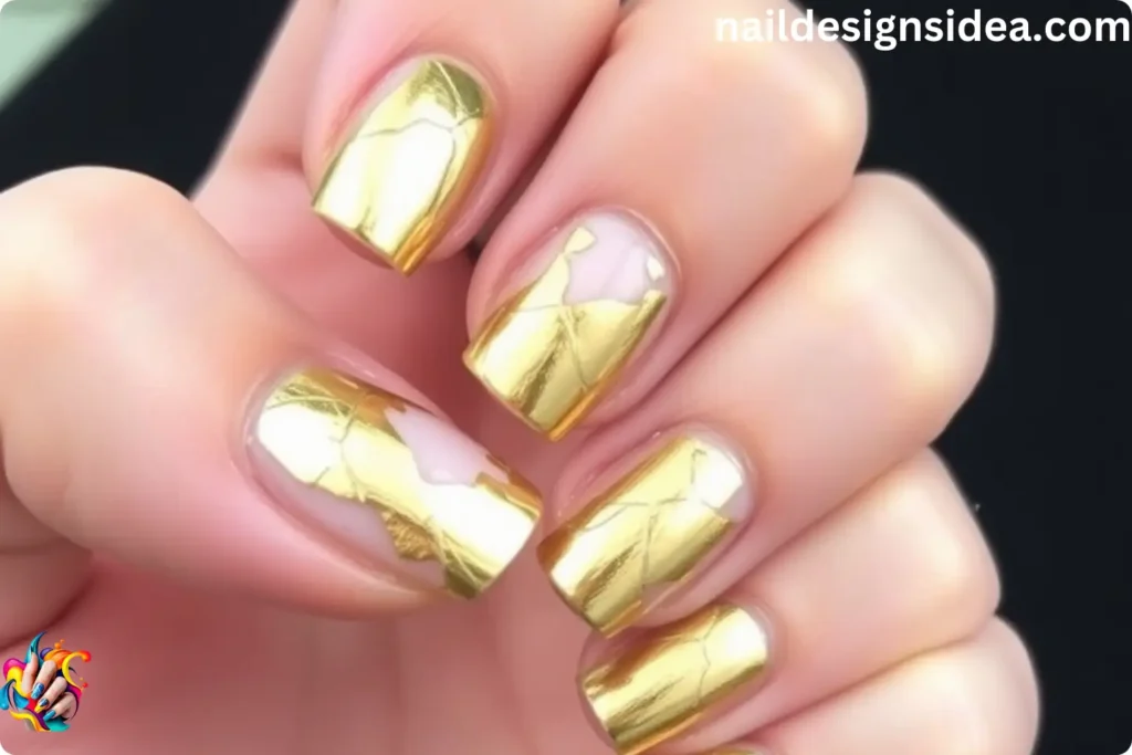 Rich Gold Foil Martini Cocktail Nail Art