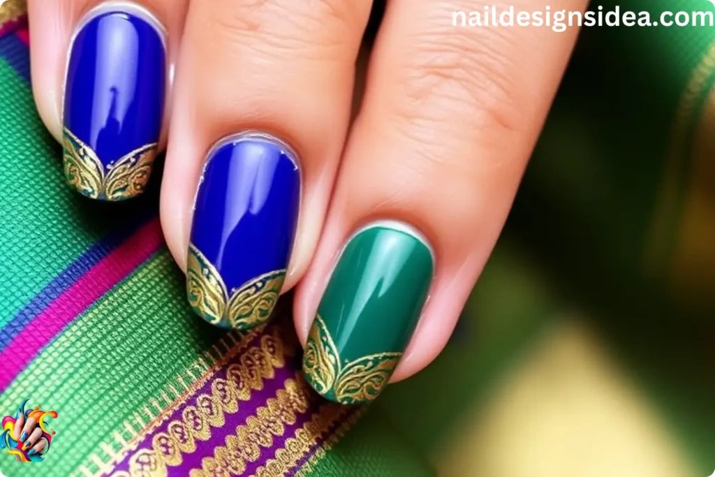 Sari-Inspired Deepavali Nail Art
