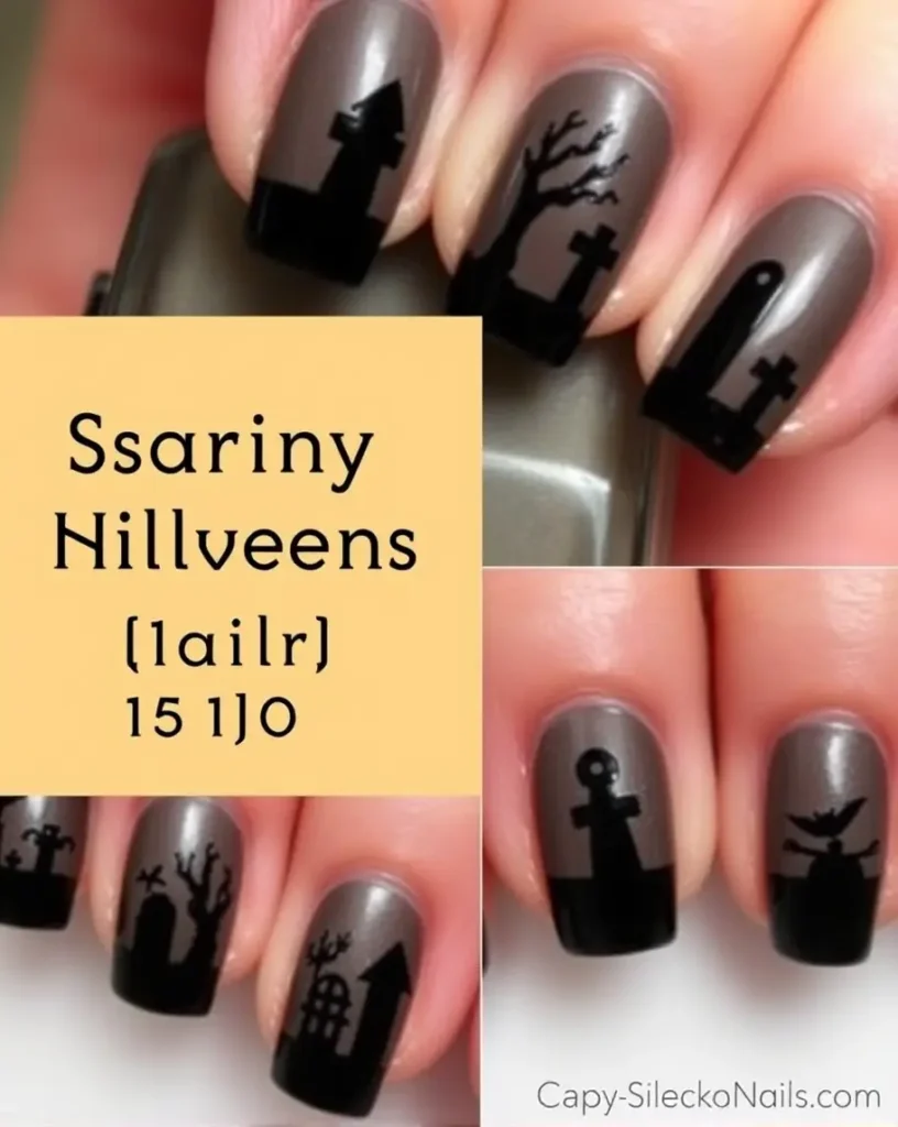 Scary Silhouettes Halloween Nails