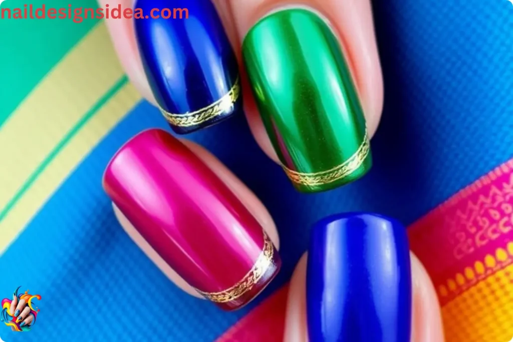 Silk Saree Sheen Diwali Nails