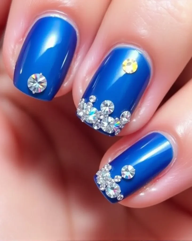 Sparkling Swarovskis Diwali Nail Designs