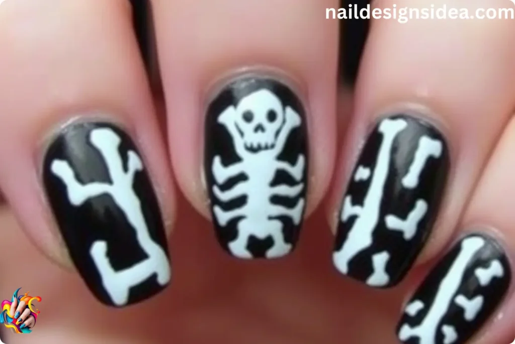 Spooky Skeleton Nails for Halloween Last Minute