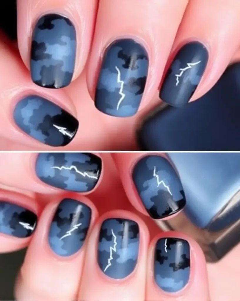 Stormy Skies for Halloween Manicure