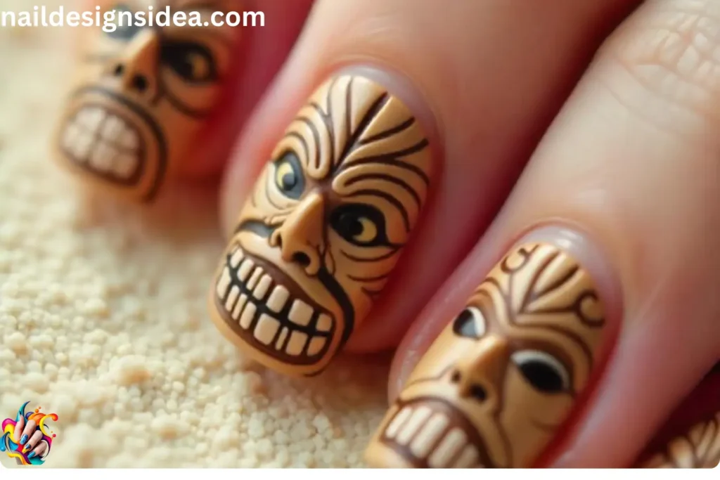 Tiki Totem Hawaii Nails