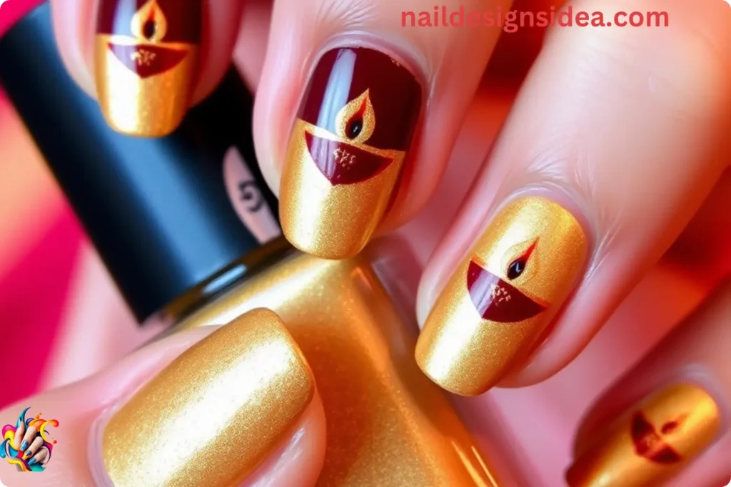 Traditional Diya Deepavali Nail Art