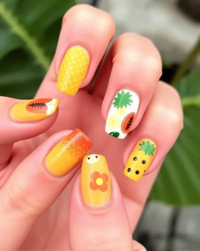 Tropical Fruit Hawaii Nail Art