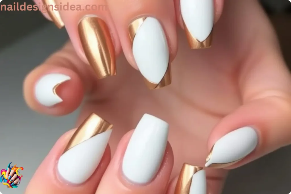 White Copper Contrast Nails