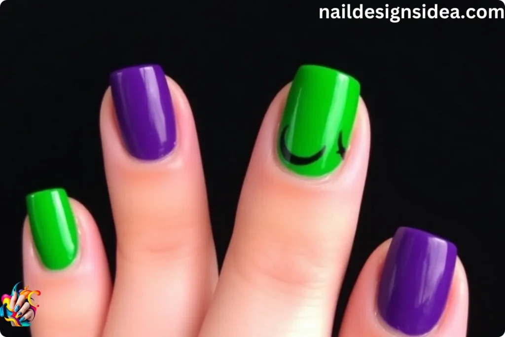 Witchy Green & Purple Halloween Nails