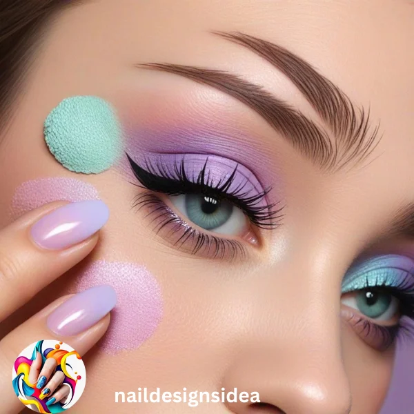 Pastel eye shadow designs are all about soft, delicate colours like baby blue, mint green, lavender, and blush pink. 