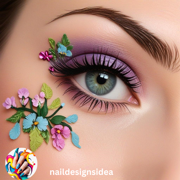 Floral eye shadow designs combine the beauty of nature with the soft blending effects of eye shadow. 