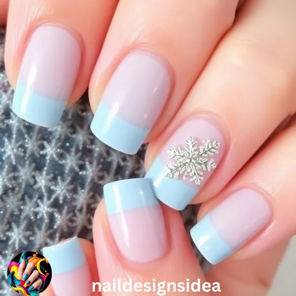 French manicures are a classic choice, and baby blue tips offer a modern, festive update.