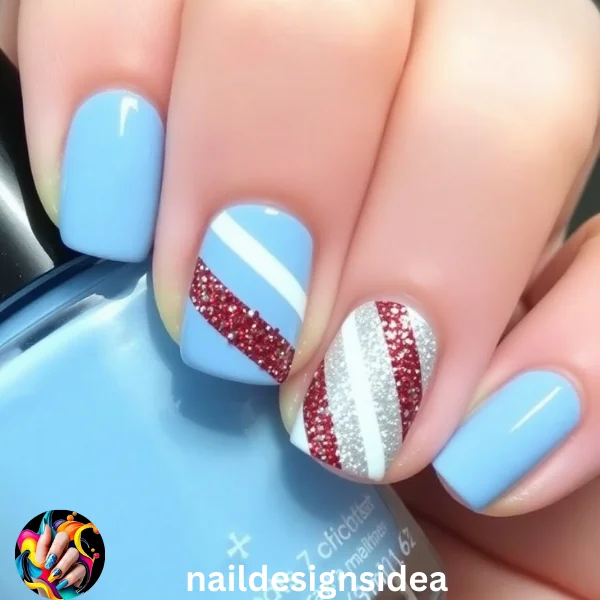 These nails are perfect for casual gatherings and family celebrations, offering a cheerful holiday aesthetic.