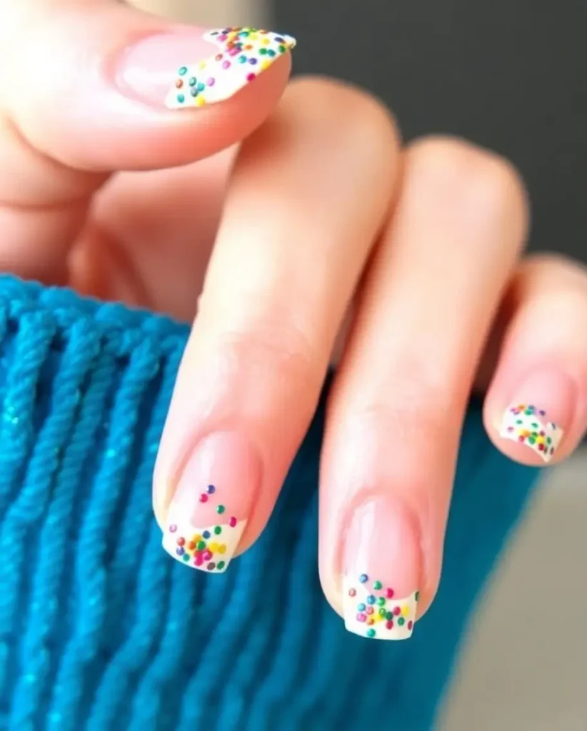 Confetti French Tips for New Year Nails