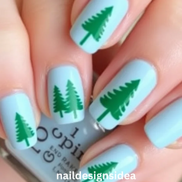 Pine trees are a beautiful winter symbol, and they make a lovely design for holiday nails.