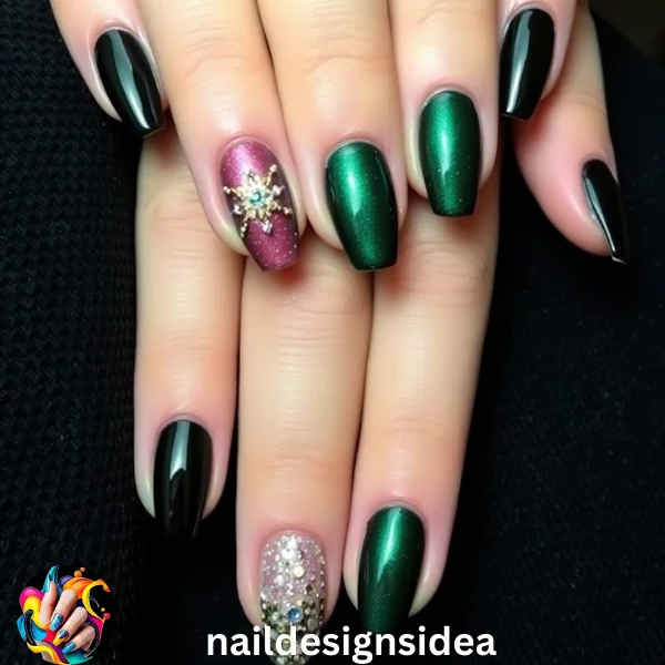 If you're looking to give your holiday nails an edge, dark Christmas nail designs are a bold way to stand out