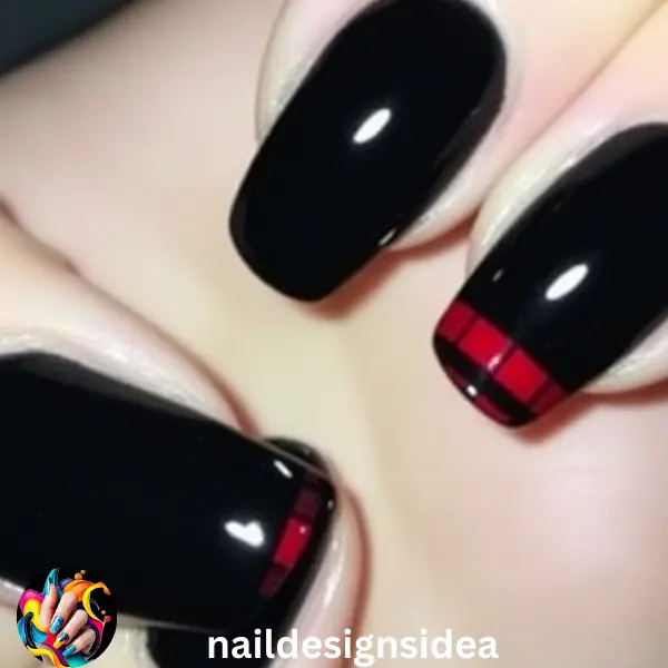 Nothing says “cozy winter” quite like plaid, and incorporating this into dark Christmas nail designs can give a classic seasonal twist. 