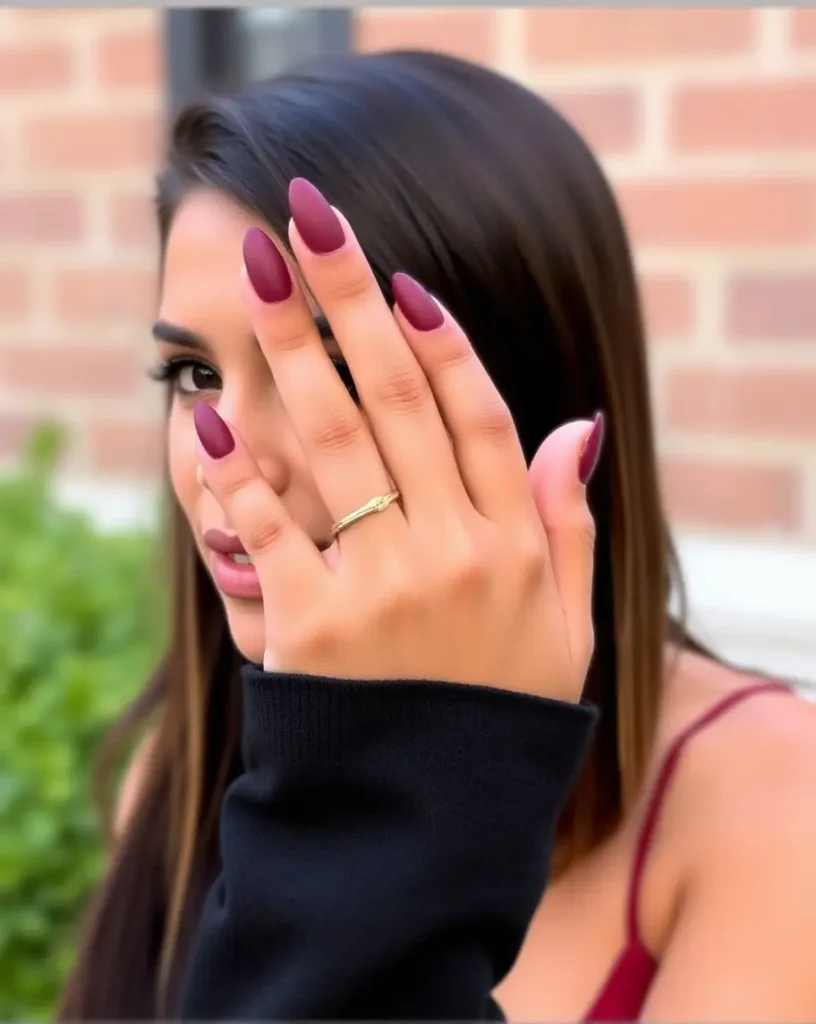 Deep Burgundy Matte Nails Inspired by Zendaya's Bold Nail Designs