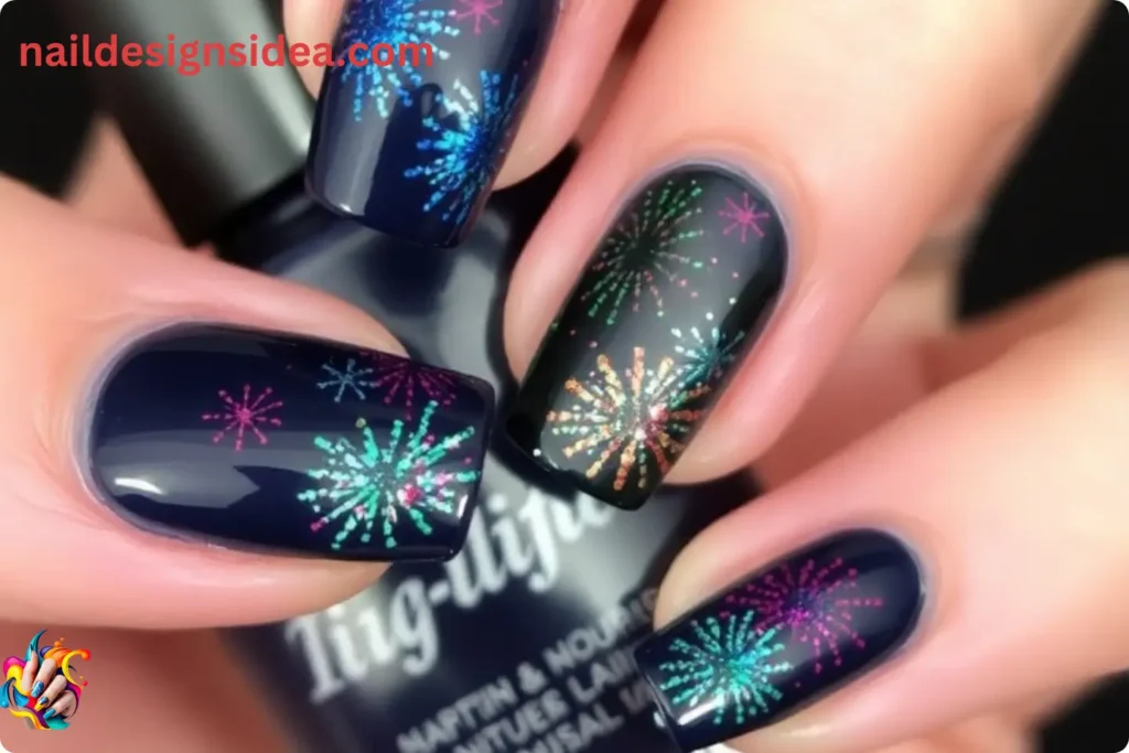 Fireworks-Inspired Acrylic Nails