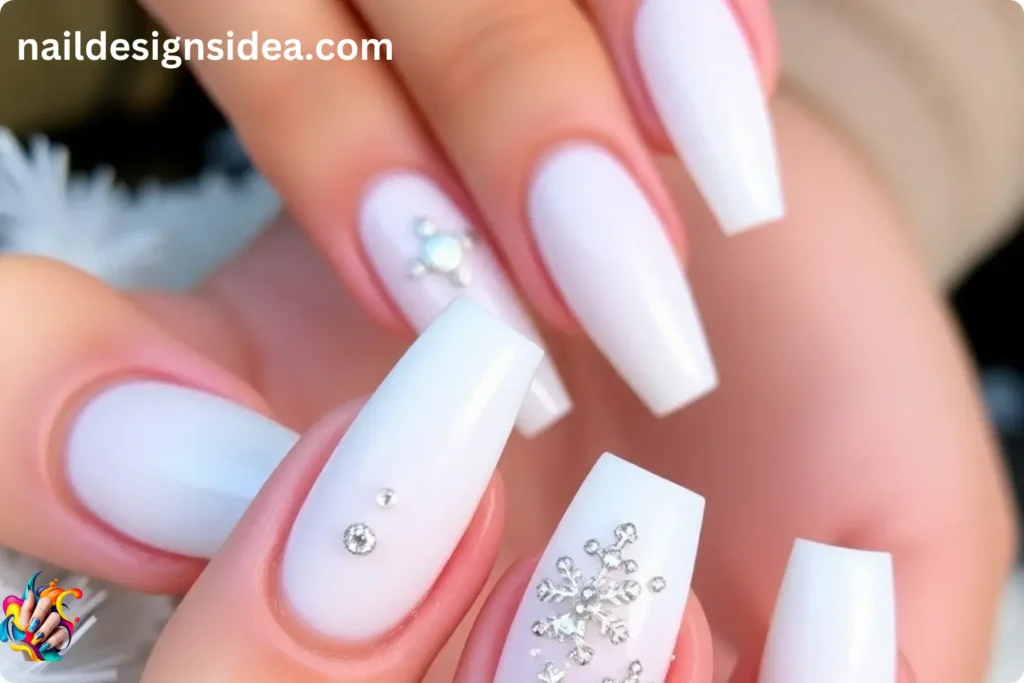 Frosty White Acrylic Nails