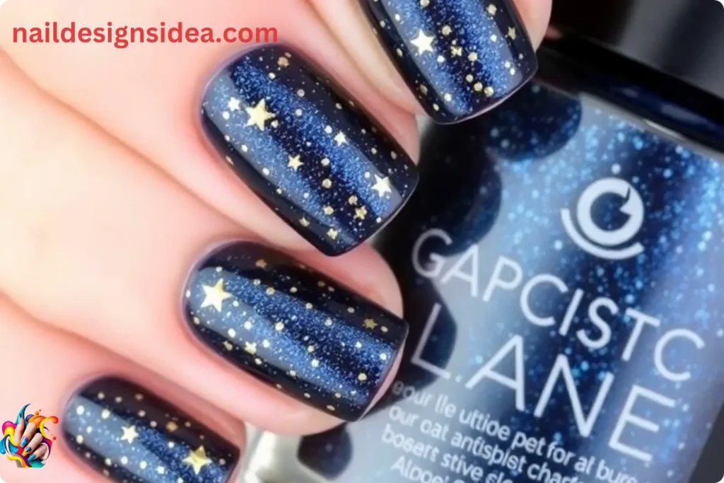 Glittering Starry Night Nail Designs