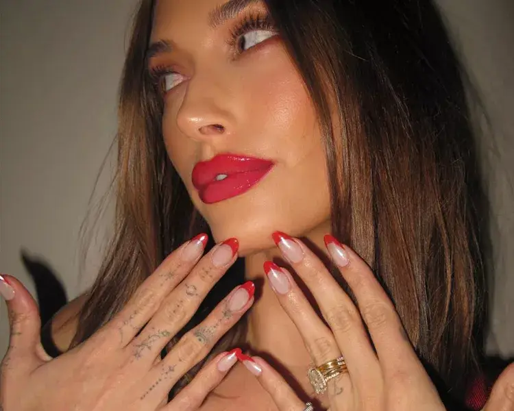 Hailey Bieber's Rose Gold Donut Nails