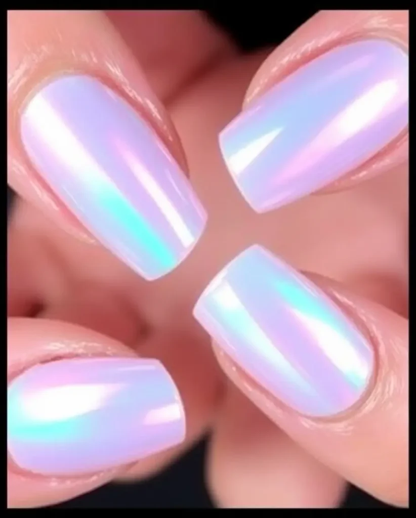 Holographic Acrylic Nails