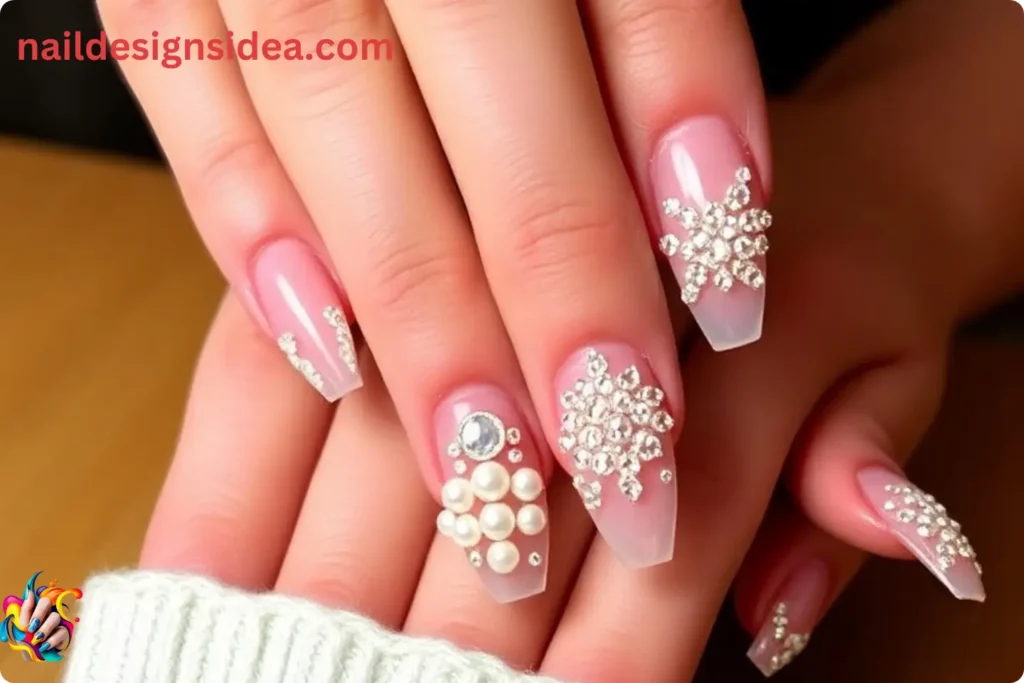 Jewel-Encrusted Acrylic Nails