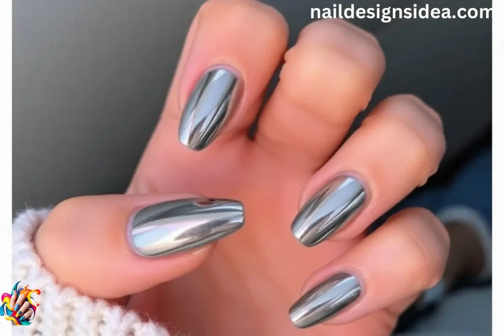 Metallic Chrome Finish Nails Inspired by Zendaya's Bold Nail Designs