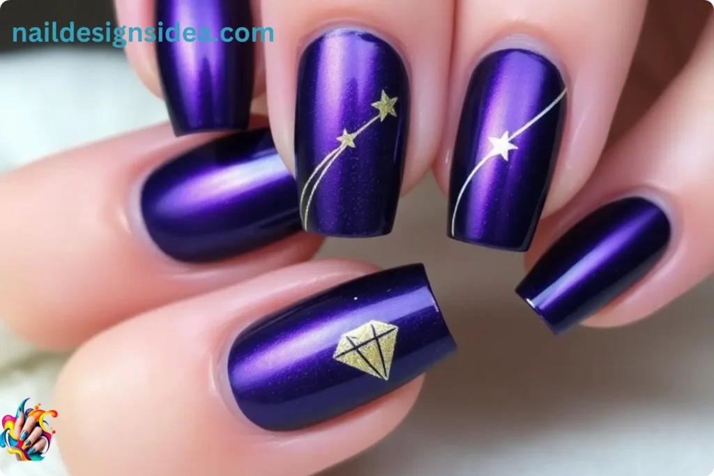 Metallic Purple Sagittarius Nails