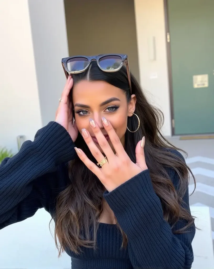 Metallic Rose Gold Nails Inspired by Zendaya’s Bold Nail Designs