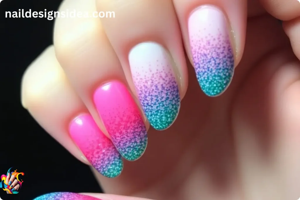 Neon Glitter Ombre Nails for Big Night