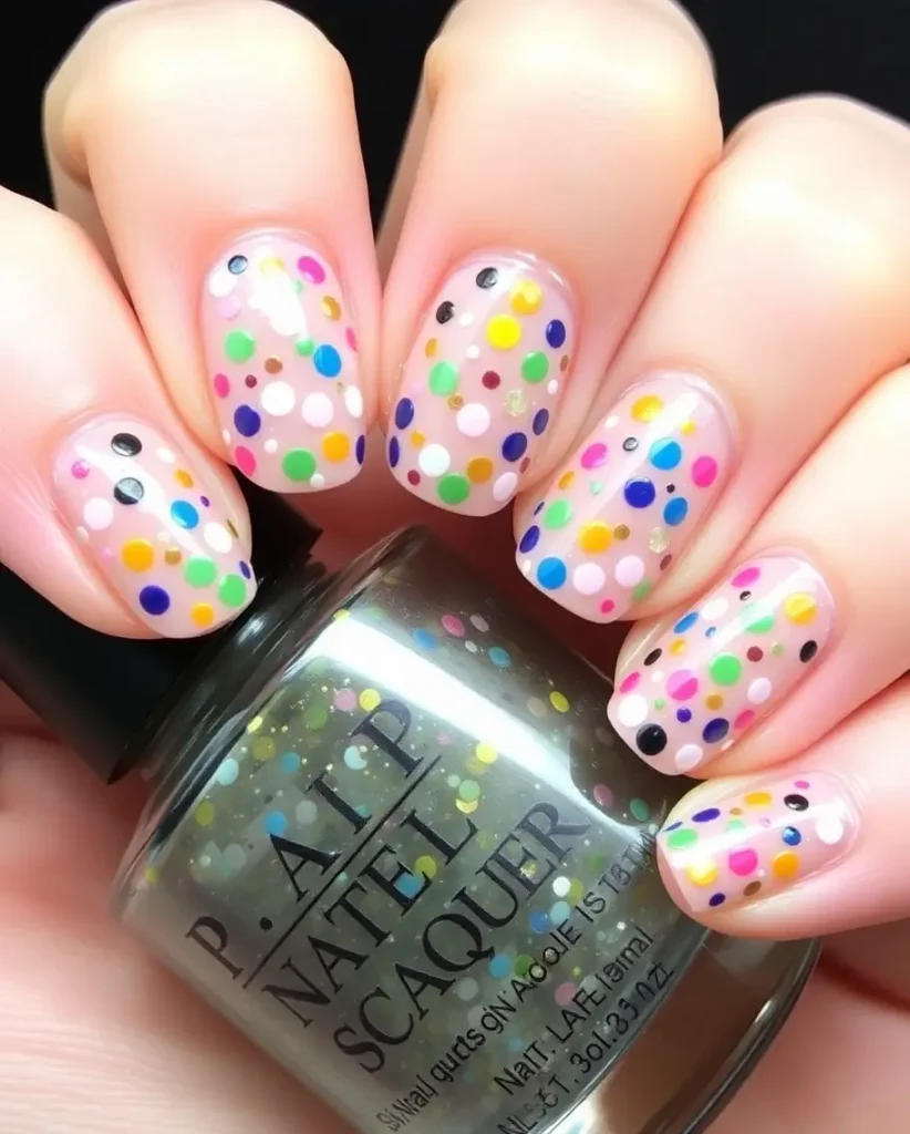 New Year Confetti Nail Art