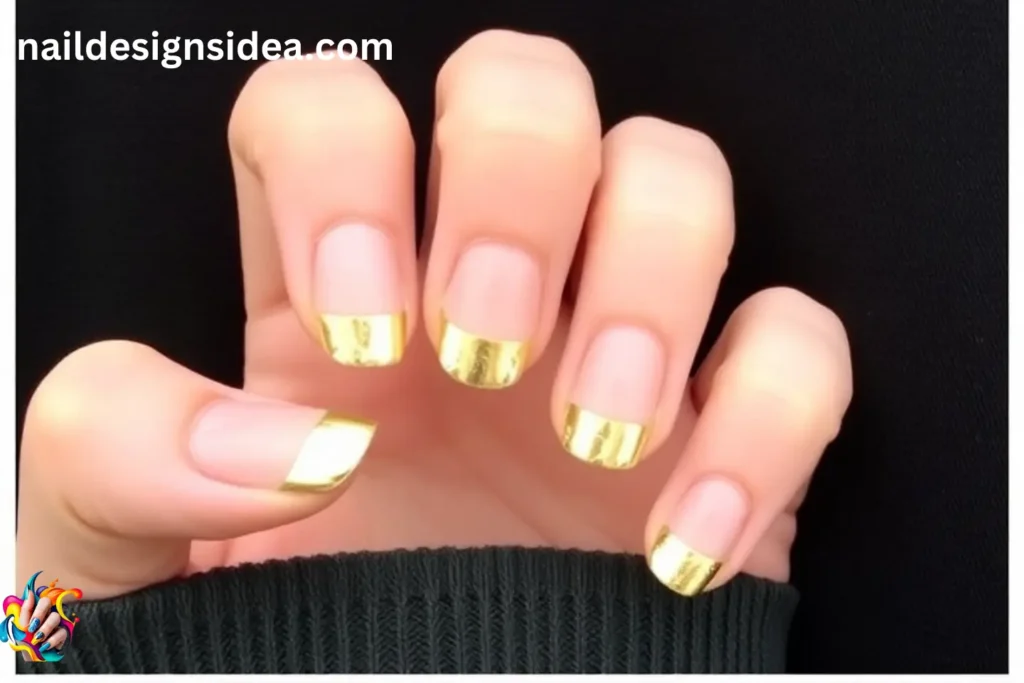 New Year Eve Nail Designs with Champagne Gold French Tips