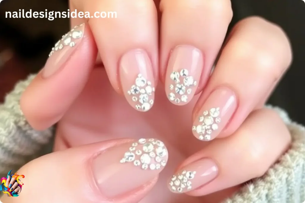 New Year Eve Nail Designs with Crystal Embellishments