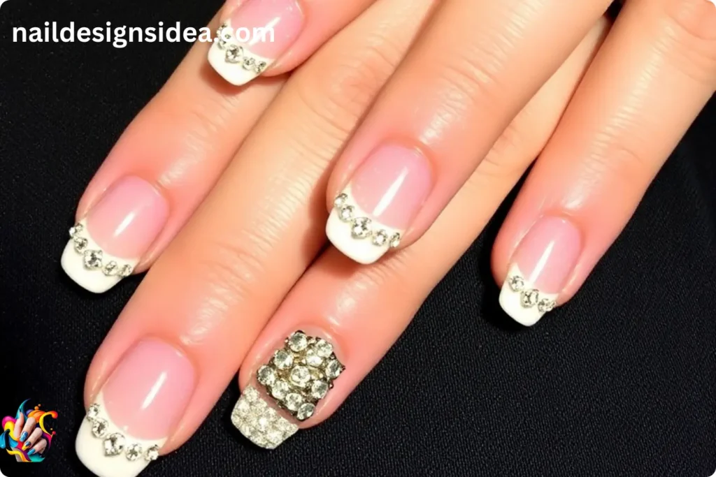 New Year Eve Nail Designs with Diamond Accents