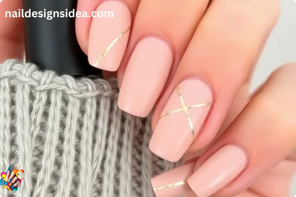 New Year Eve Nail Designs with Minimalist Metallic Lines