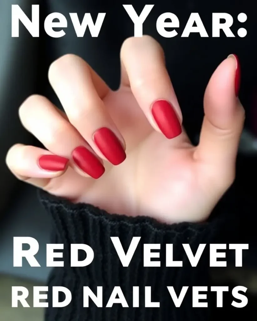 New Year Red Velvet Nail Designs