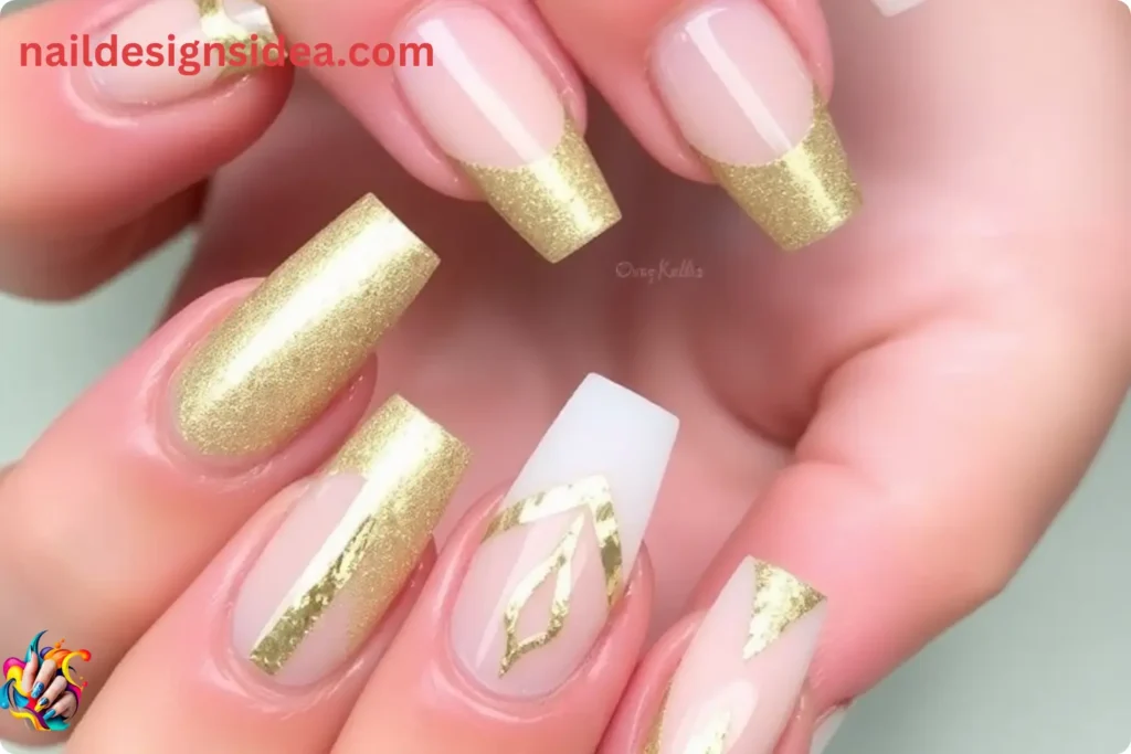 Nude and Gold Acrylic Designs