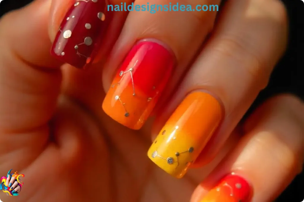 Ombre Fire Nails for Sagittarius
